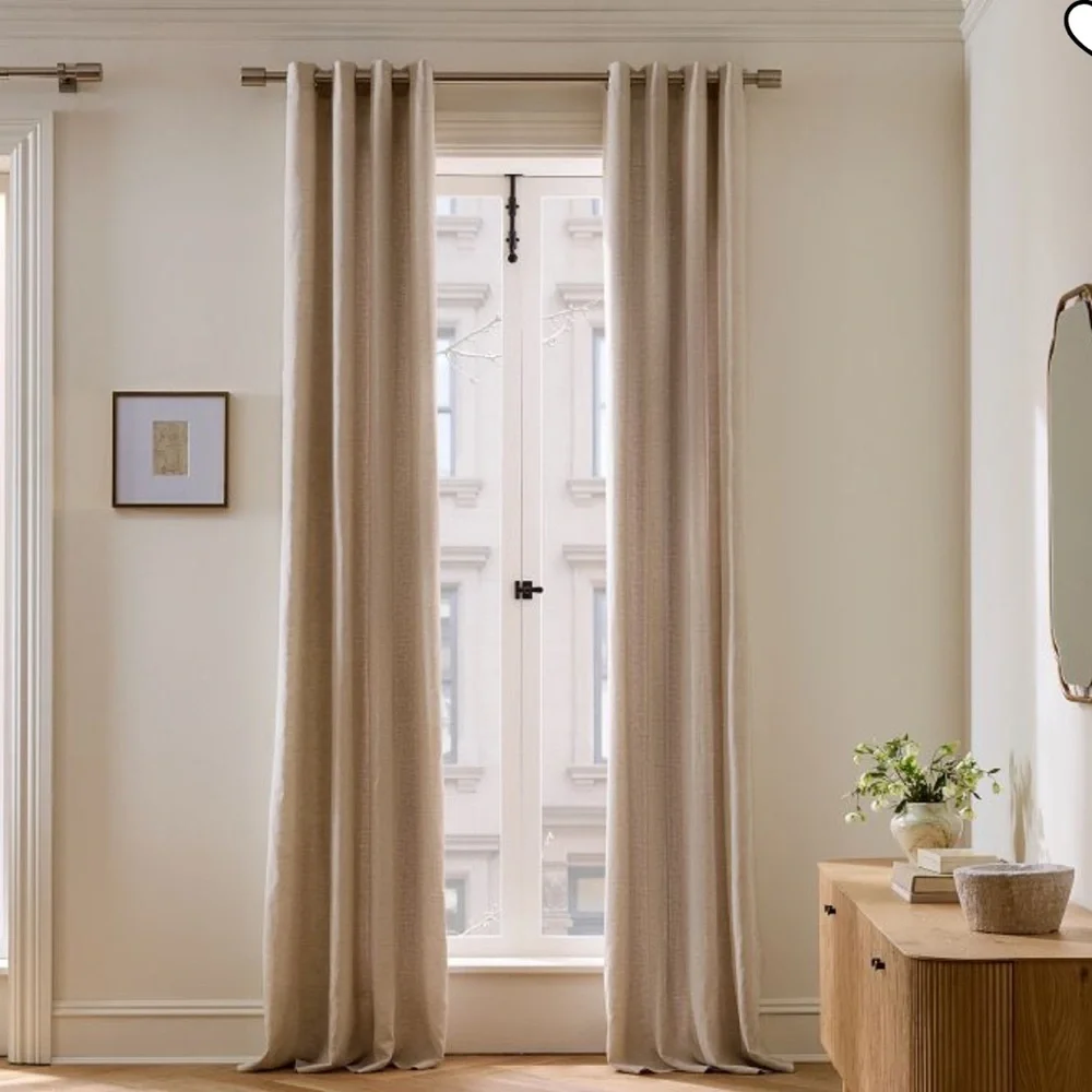 European Flax Linen Blackout Grommet Curtain 48x108